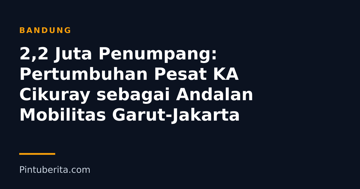 2,2 Juta Penumpang: Pertumbuhan Pesat KA Cikuray sebagai Andalan Mobilitas Garut-Jakarta