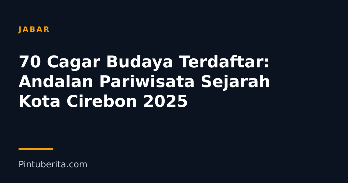 70 Cagar Budaya Terdaftar: Andalan Pariwisata Sejarah Kota Cirebon 2025