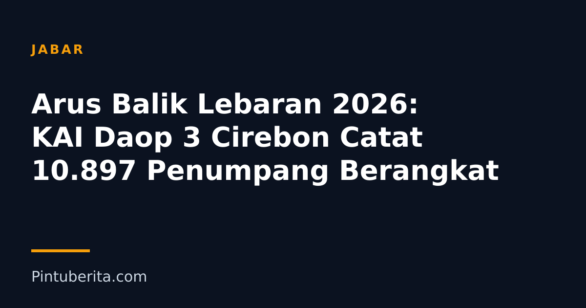 Arus Balik Lebaran 2026: KAI Daop 3 Cirebon Catat 10.897 Penumpang Berangkat