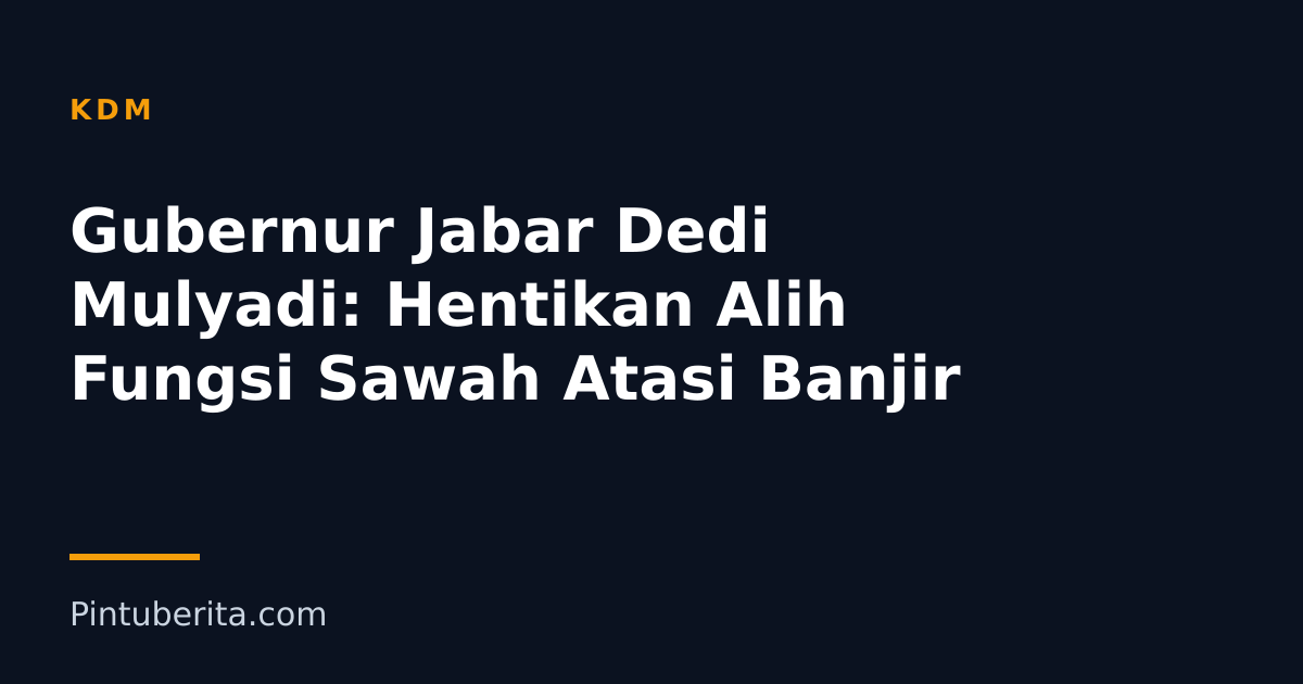 Gubernur Jabar Dedi Mulyadi: Hentikan Alih Fungsi Sawah Atasi Banjir