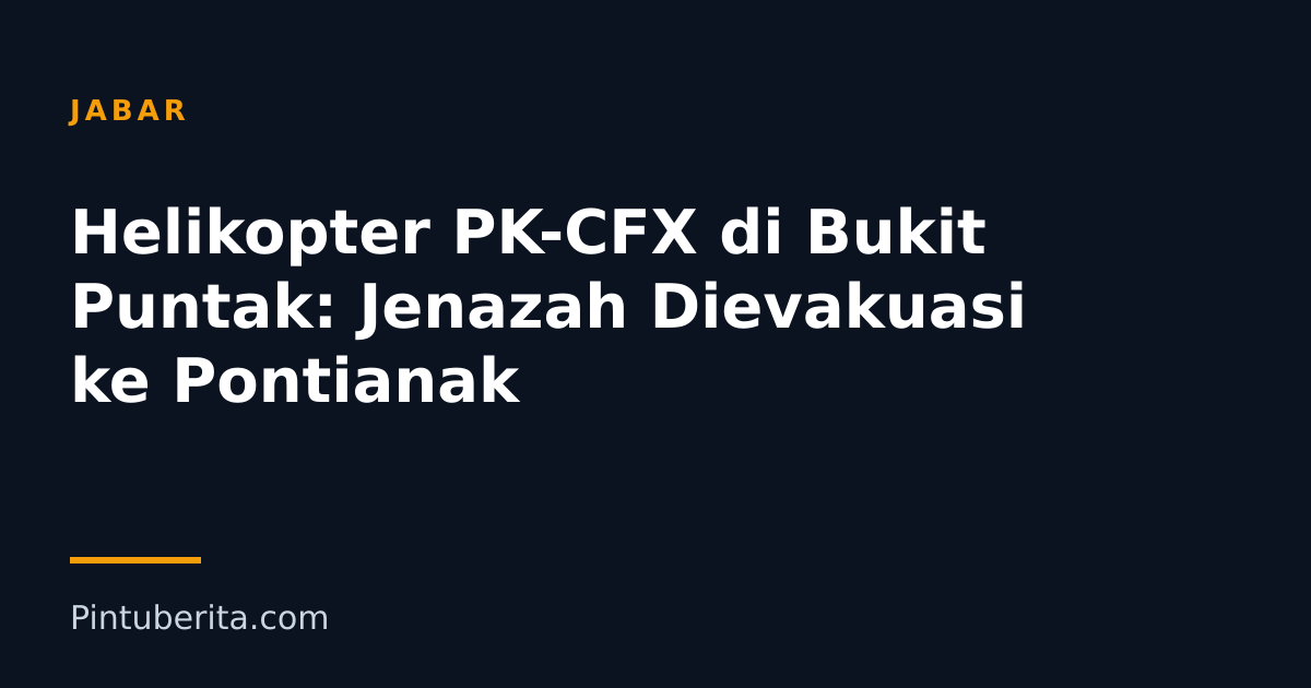 Helikopter PK-CFX di Bukit Puntak: Jenazah Dievakuasi ke Pontianak