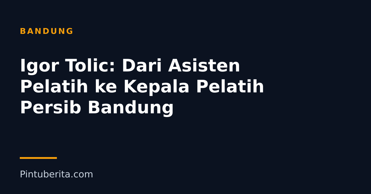 Igor Tolic: Dari Asisten Pelatih ke Kepala Pelatih Persib Bandung
