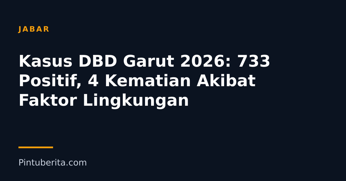 Kasus DBD Garut 2026: 733 Positif, 4 Kematian Akibat Faktor Lingkungan