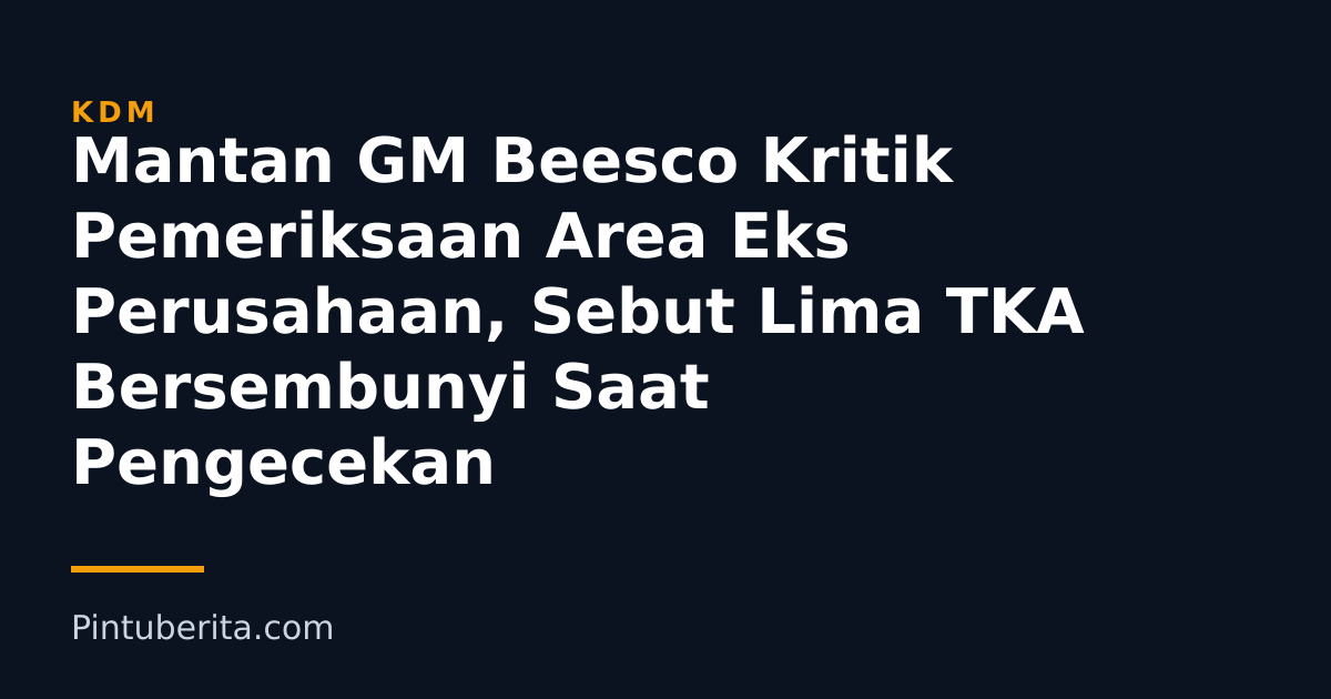 Mantan GM Beesco Kritik Pemeriksaan Area Eks Perusahaan, Sebut Lima TKA Bersembunyi Saat Pengecekan