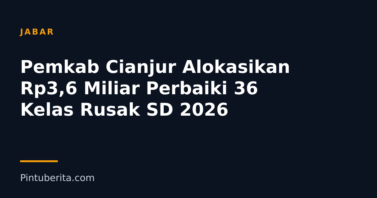 Pemkab Cianjur Alokasikan Rp3,6 Miliar Perbaiki 36 Kelas Rusak SD 2026