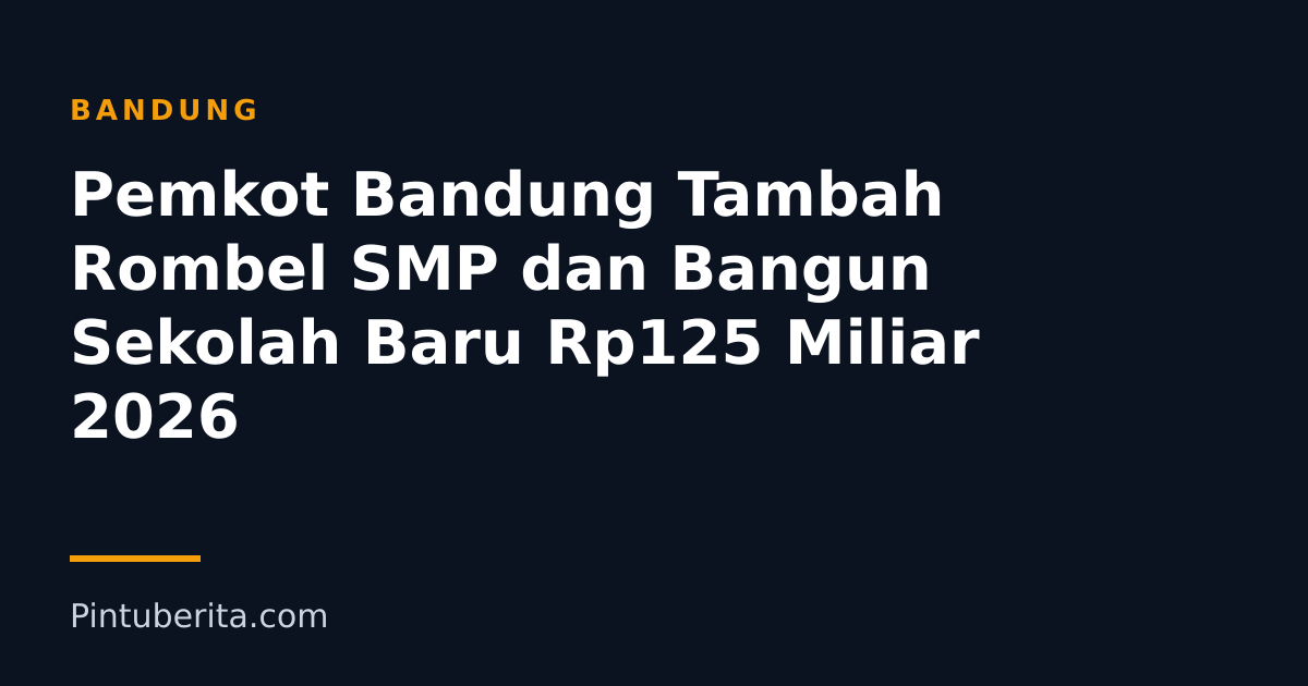 Pemkot Bandung Tambah Rombel SMP dan Bangun Sekolah Baru Rp125 Miliar 2026