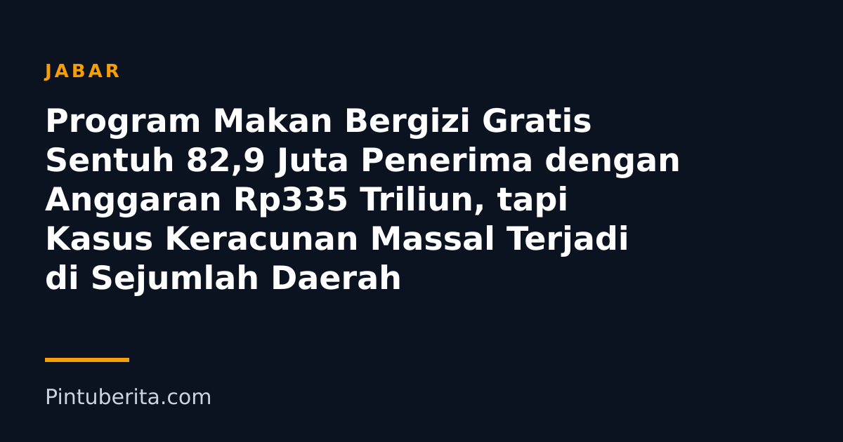 Program Makan Bergizi Gratis Sentuh 82,9 Juta Penerima dengan Anggaran Rp335 Triliun, tapi Kasus Keracunan Massal Terjadi di Sejumlah Daerah