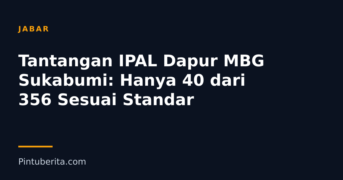 Tantangan IPAL Dapur MBG Sukabumi: Hanya 40 dari 356 Sesuai Standar